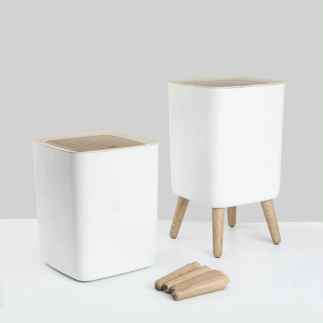 Indoor trash Bin With Wooden Feets-SA2408-110 - Image 5
