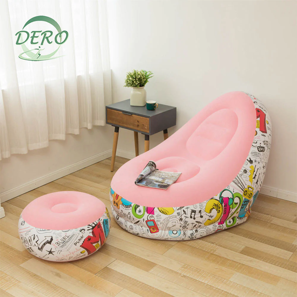 Inflatable Graffiti Sofa with Foot Stool(SA2510-031)PINK - Image 3