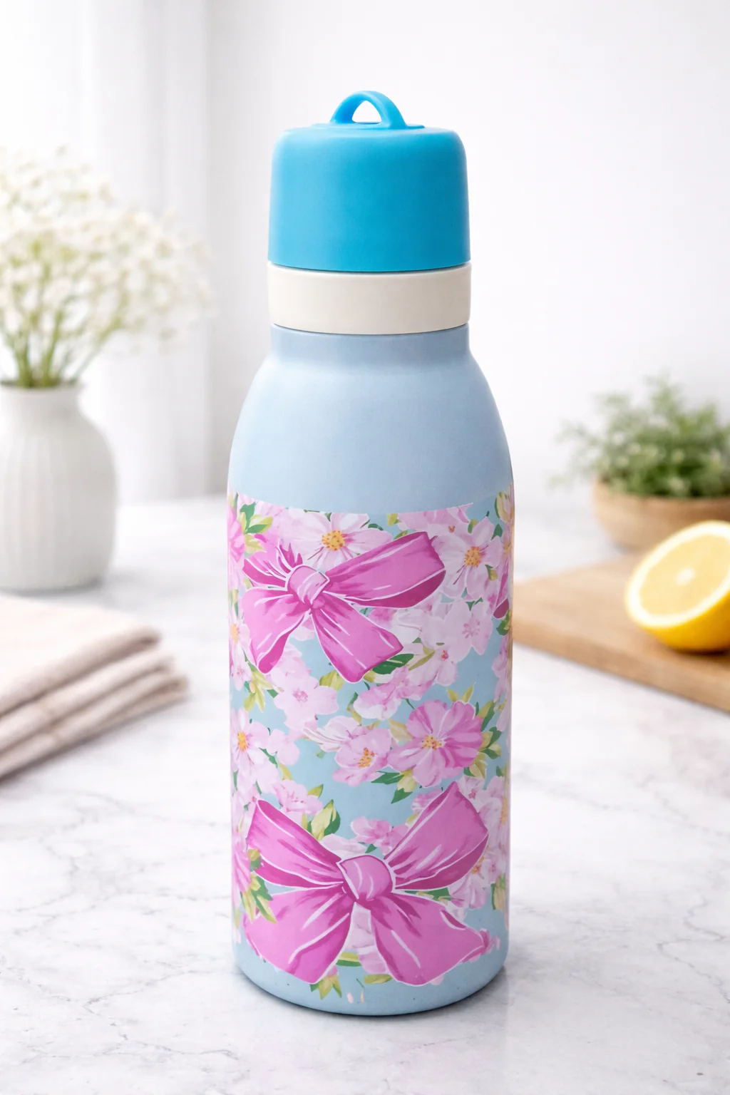 Insulated Stainless Steel Water Bottle (SA2510-150)Pink Bows - Image 2