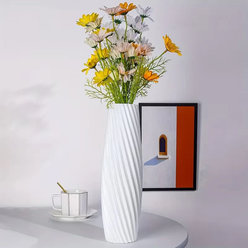 Large Nordic Plastic Flower Vase (SA2510-099)White - Image 2