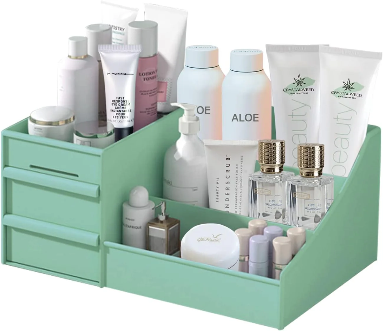 Makeup Organizer with Drawers-Green - Image 4