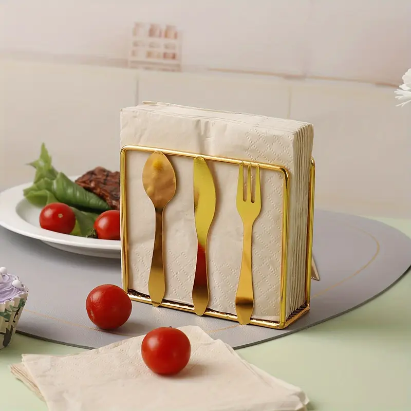 Metallic Napkins & Tissue Holder-Fork & Knife (SA2408-136)