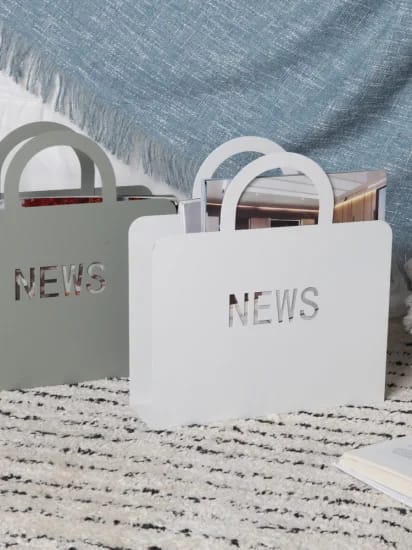 Metallic Newspaper Rack(SA2405-59)-White - Image 7