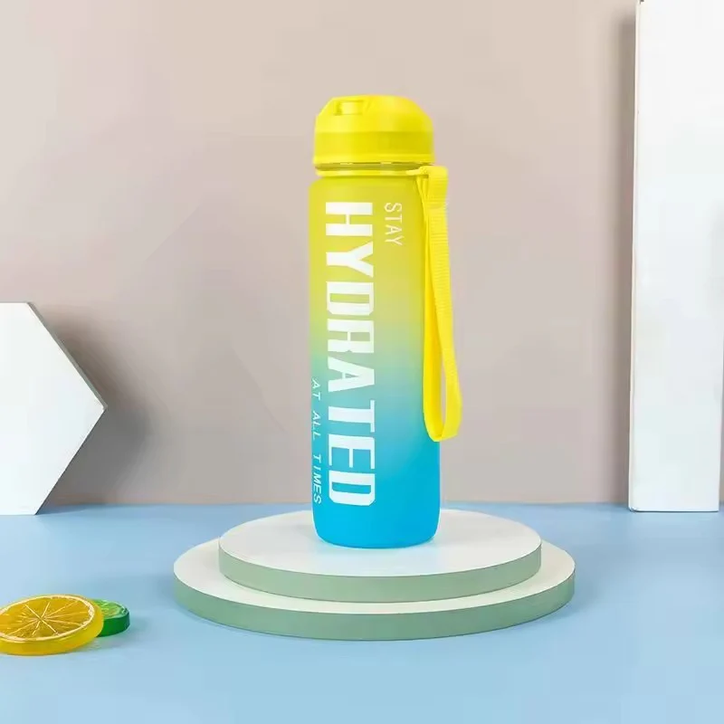 Motivational Water Bottle with Time Marker BPA 5602 Free-Yellow