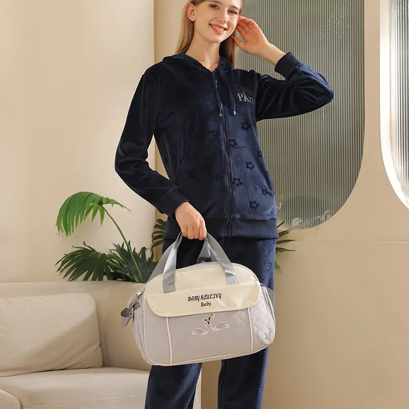 Multi function Mommy Bag with Large Capacity-SA2408-273(Grey) - Image 2