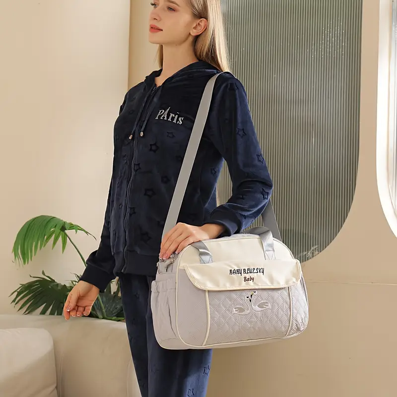 Multi function Mommy Bag with Large Capacity-SA2408-273(Grey) - Image 3