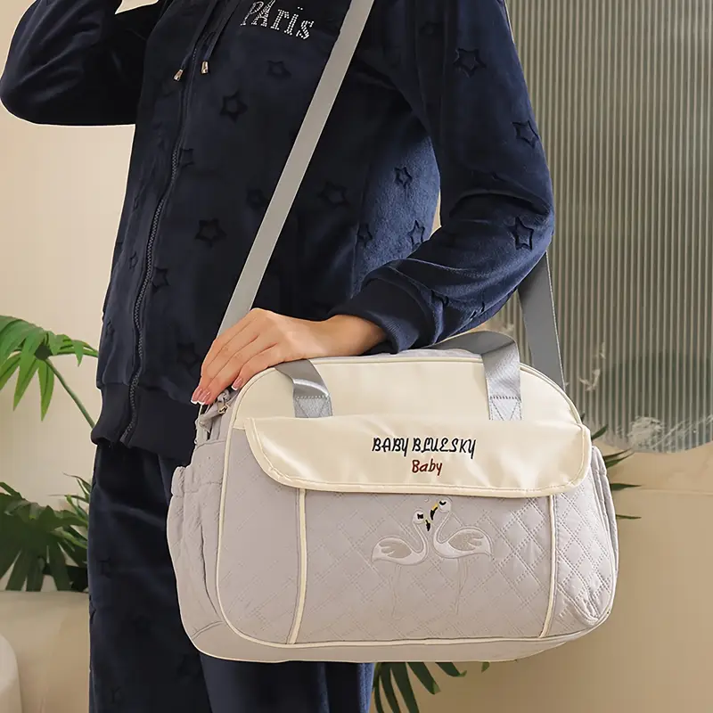 Multi function Mommy Bag with Large Capacity-SA2408-273(Grey) - Image 4