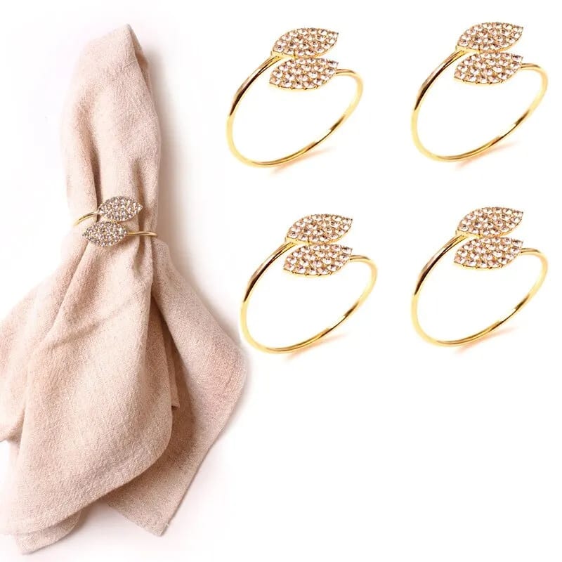 Napkin Holder Rings-Golden Dual Leaf - Image 5