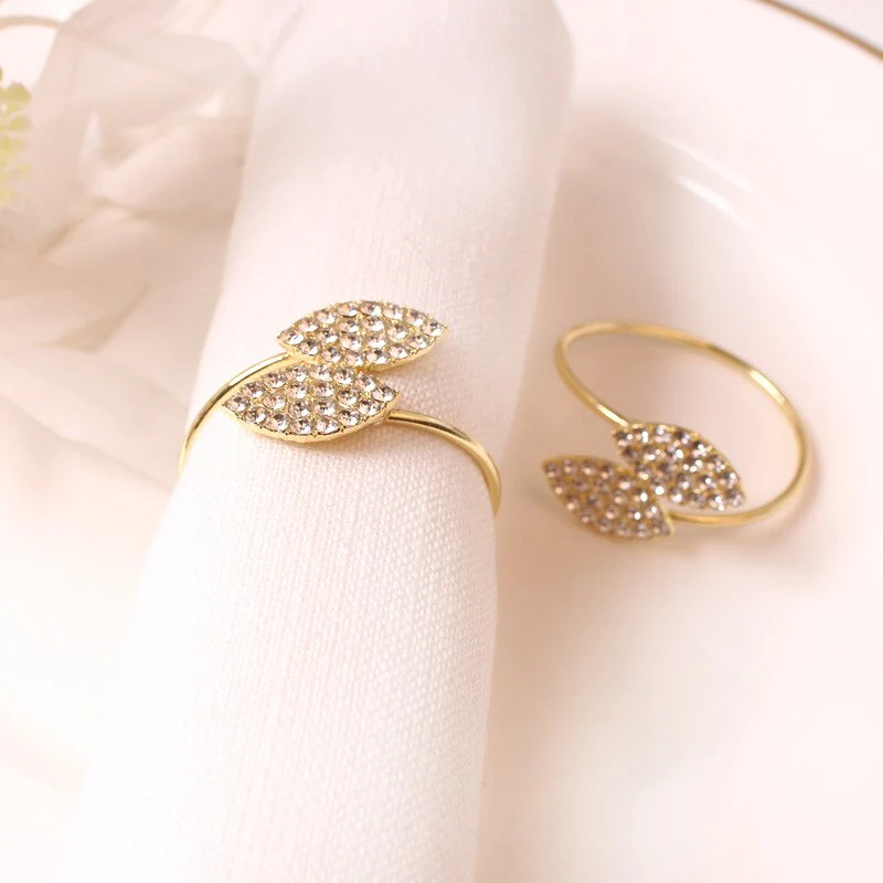 Napkin Holder Rings-Golden Dual Leaf - Image 8