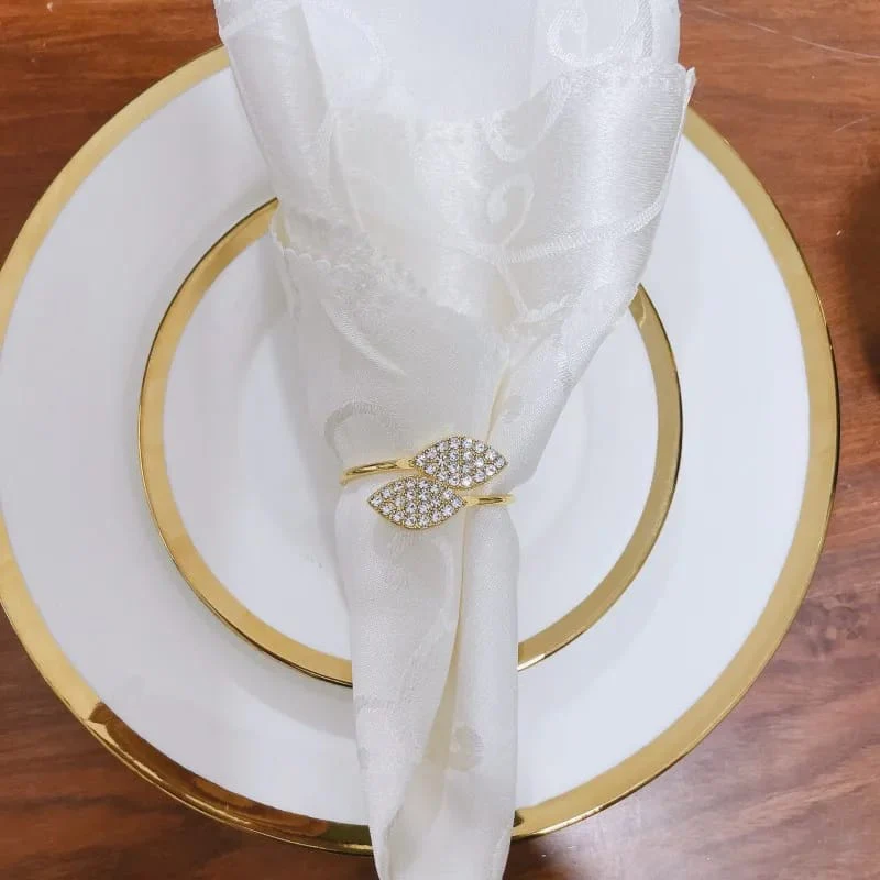 Napkin Holder Rings-Golden Dual Leaf - Image 9