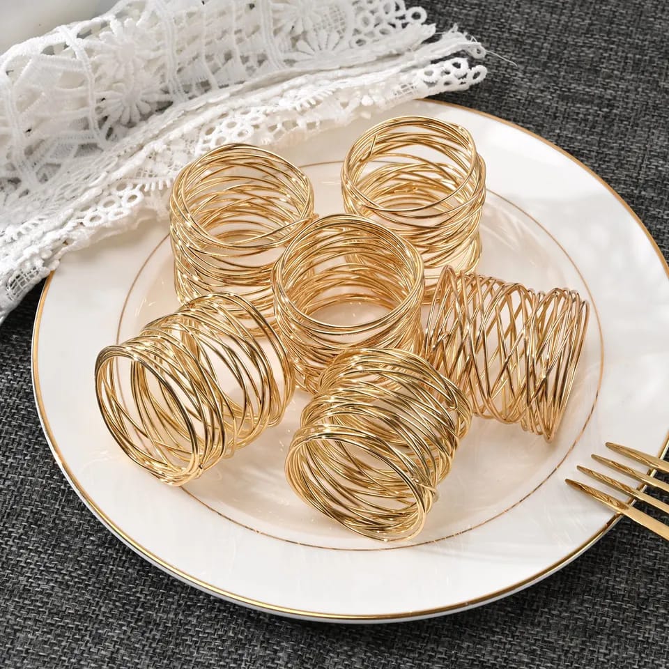 Napkin Holder Rings-Wire Mesh Golden - Image 2