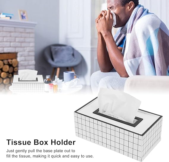 Nordic Style Wooden Tissue Box-Line Gird(SA2405-26) - Image 8