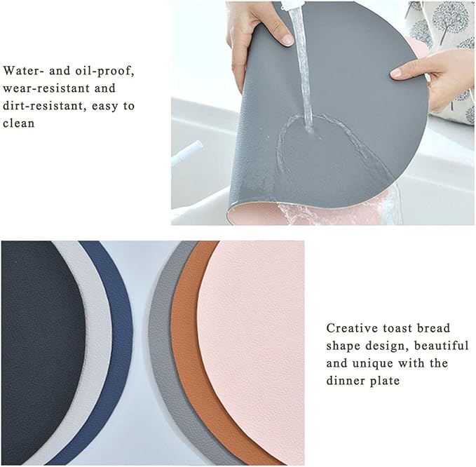 2PCs Oval Shape Leather Placemat - Image 5