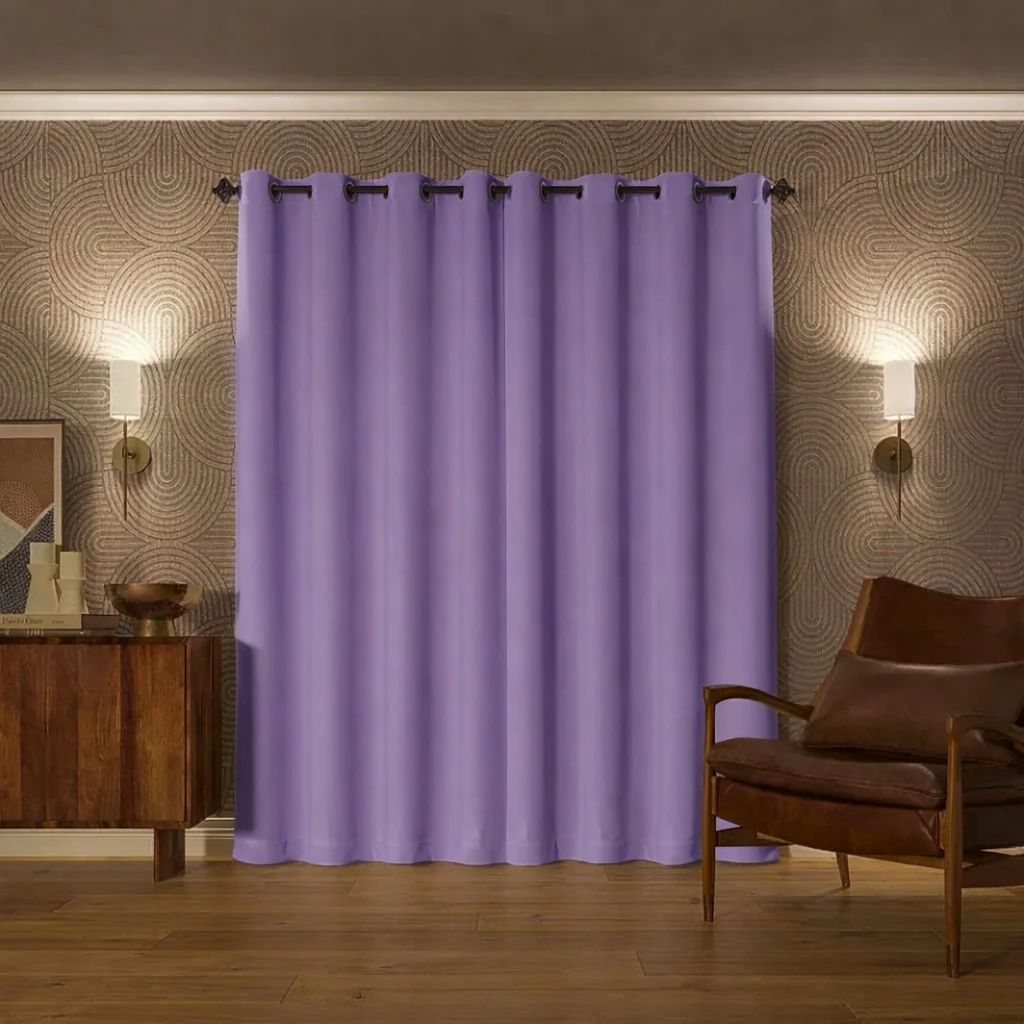Plain Dyed Laminated Curtain- Purple - Image 3