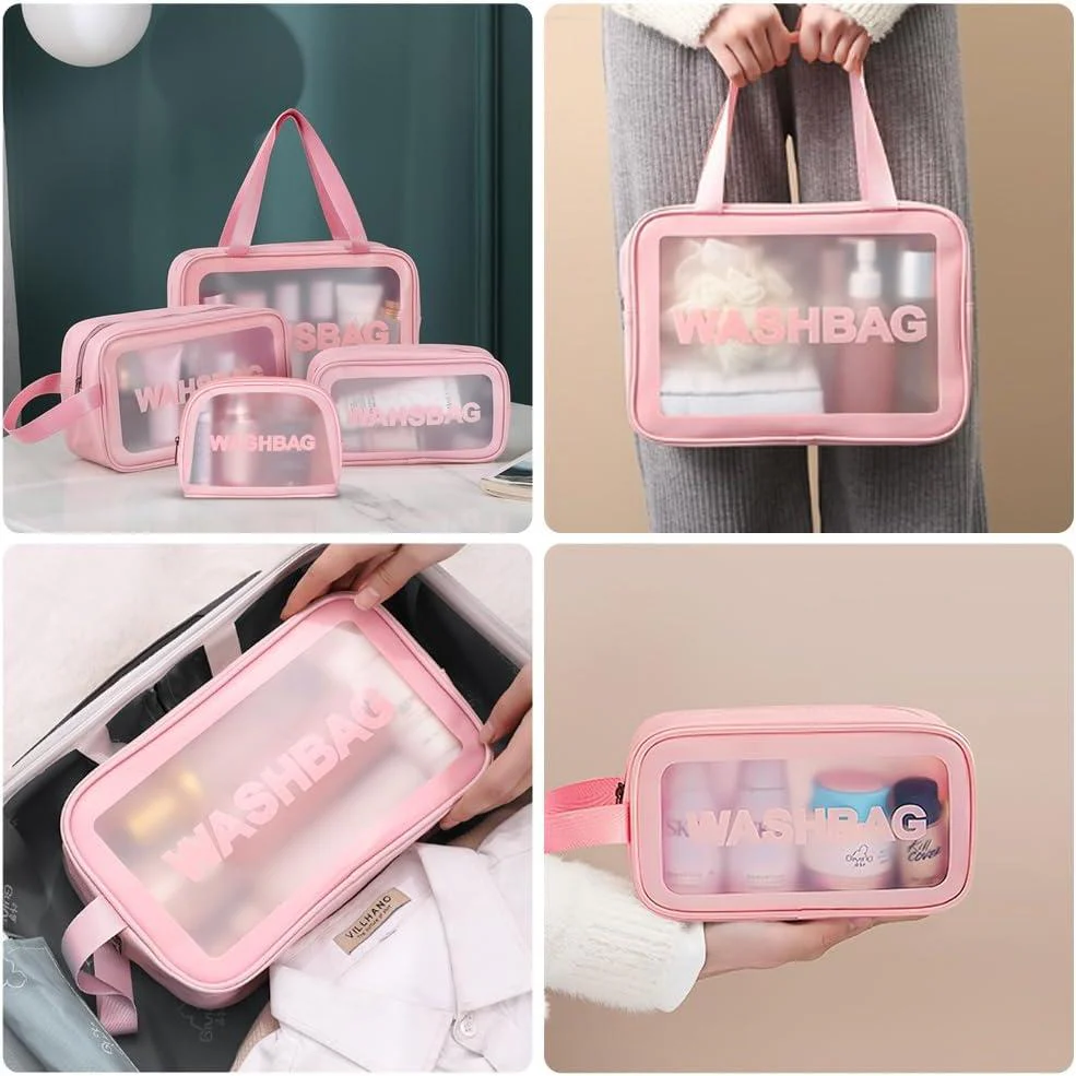 Portable Makeup Organizer Bag WASHBAG-(5738)Pink Small(SA2405-118) - Image 3
