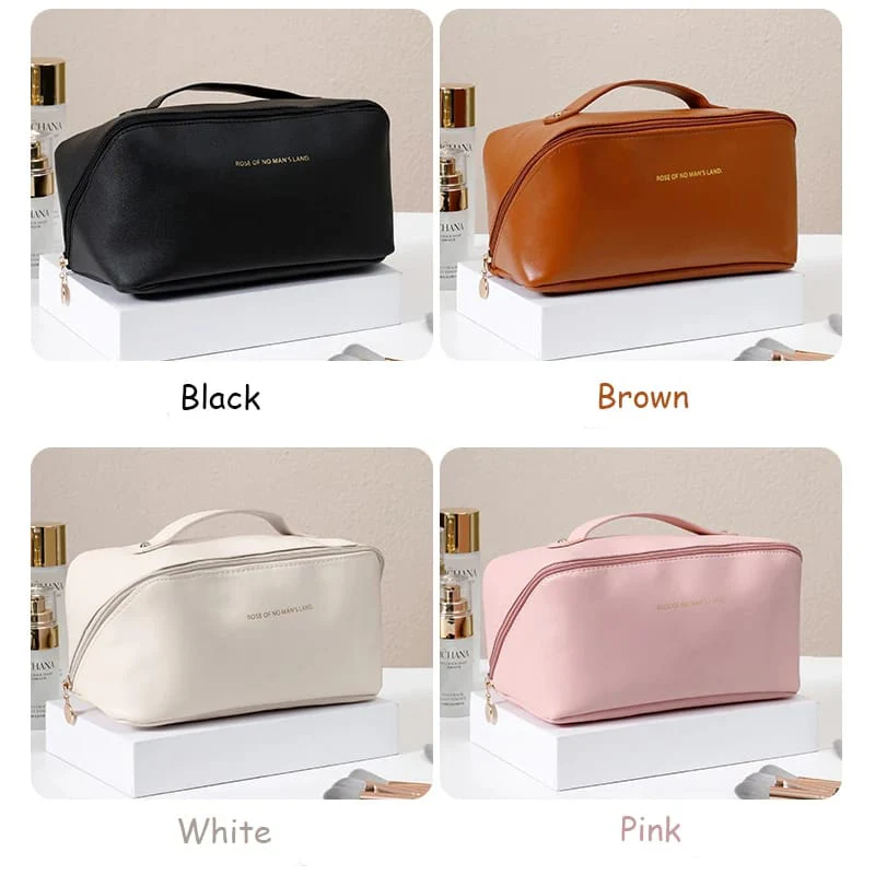 Portable PU Makeup Powder Waterproof Multifunctional Bag-Brown(SA2403-21) - Image 9