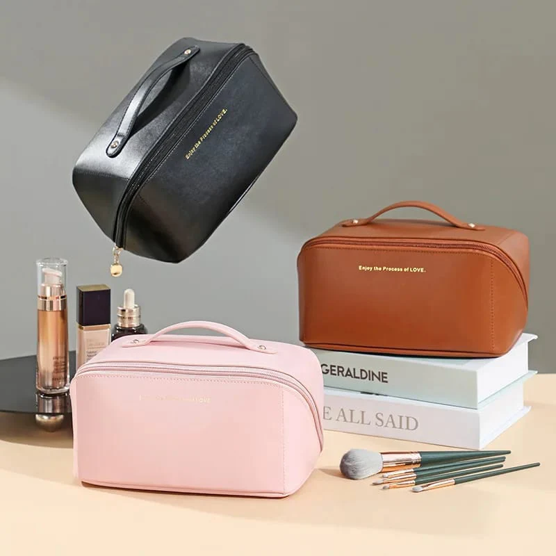 Portable PU Makeup Powder Waterproof Multifunctional Bag-Brown(SA2403-21) - Image 10