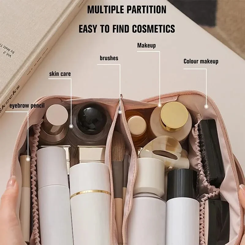 Portable PU Makeup Powder Waterproof Multifunctional Bag-Brown(SA2403-21) - Image 12