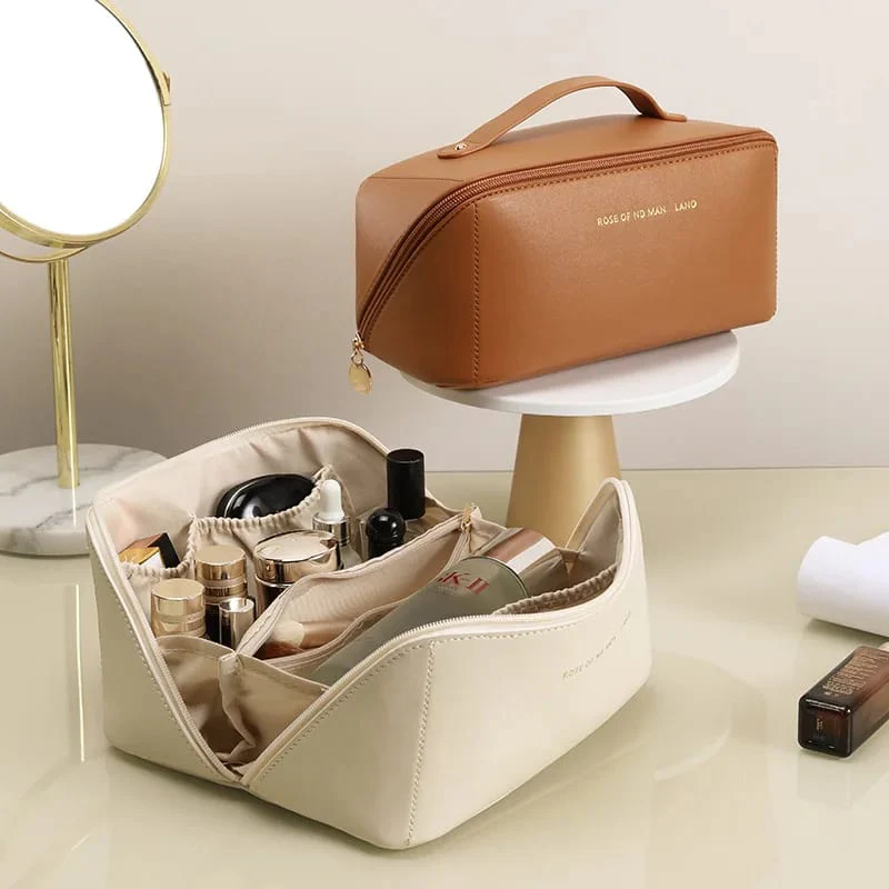 Portable PU Makeup Powder Waterproof Multifunctional Bag-Brown(SA2403-21) - Image 14