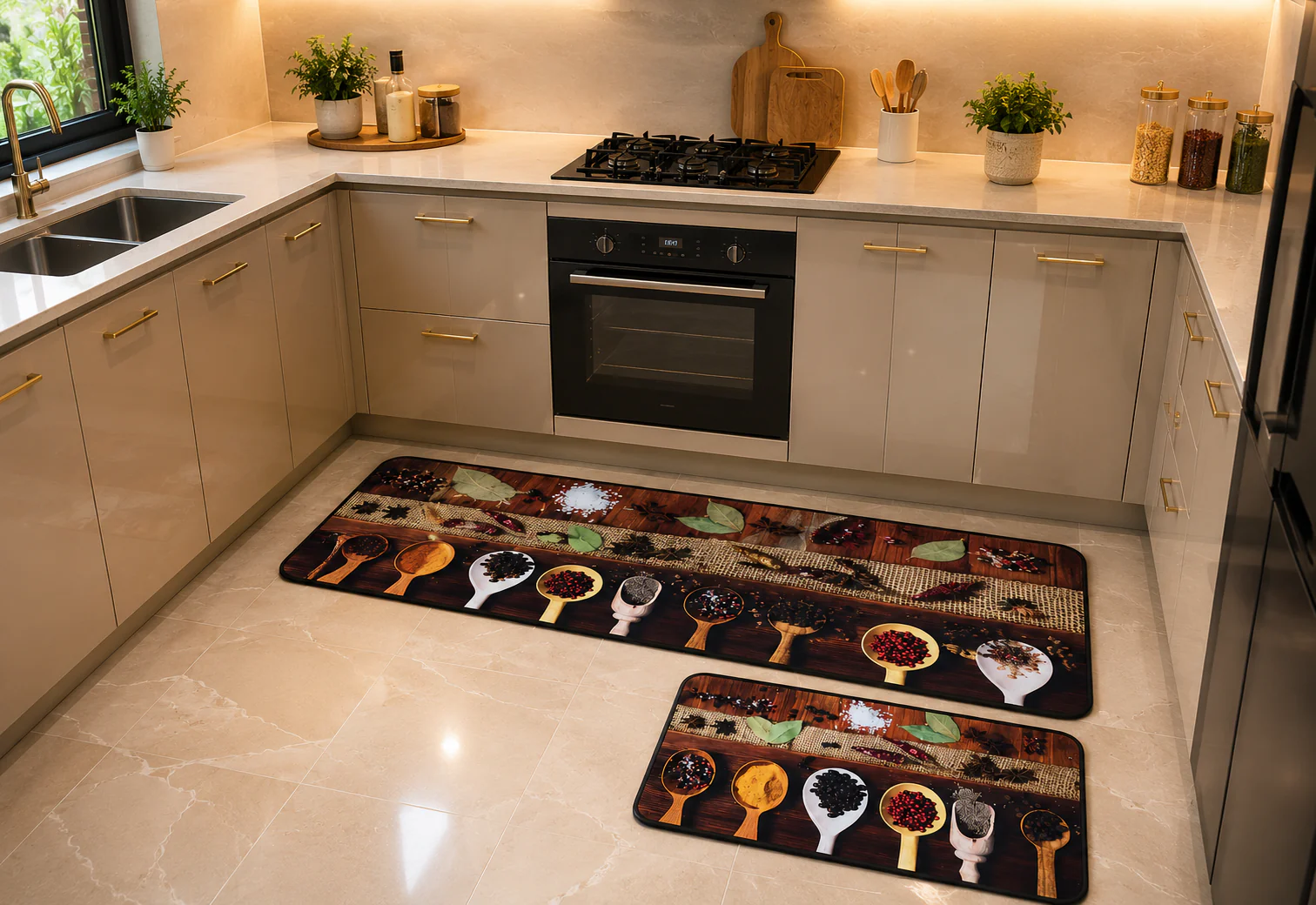 Premium Padded Anti slip Kitchen Mat Set- Utensils - Image 2
