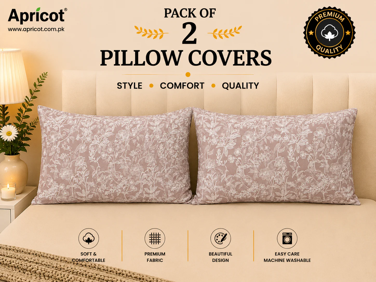 Printed Pillow Covers Pack of 2- PC0080