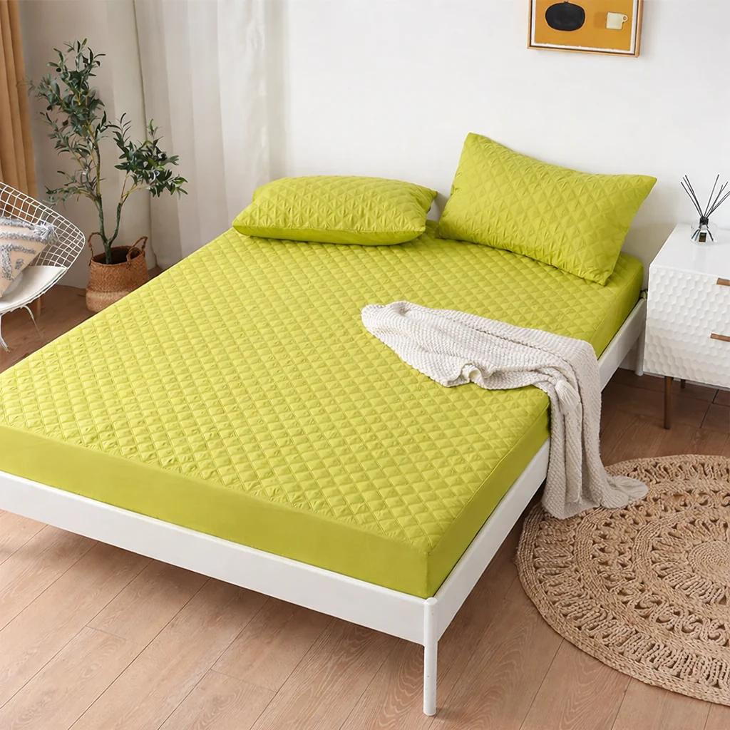 Quilted Waterproof Mattress Protector-Lime - Image 2
