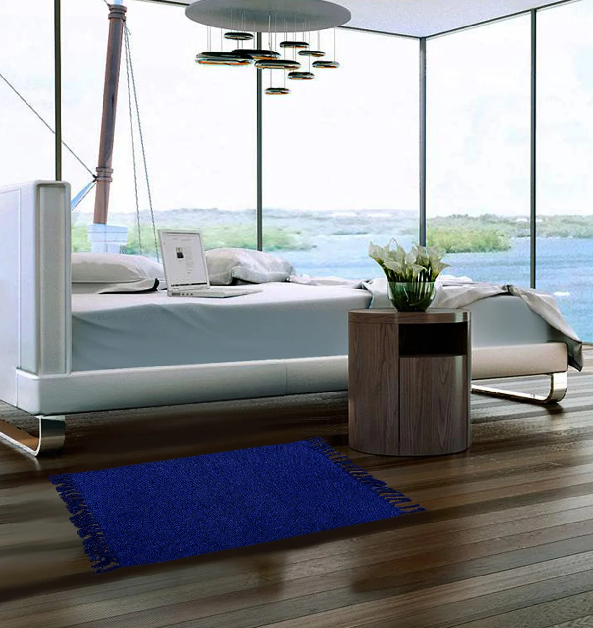 Room Bed Side Mats- (4756) Blue