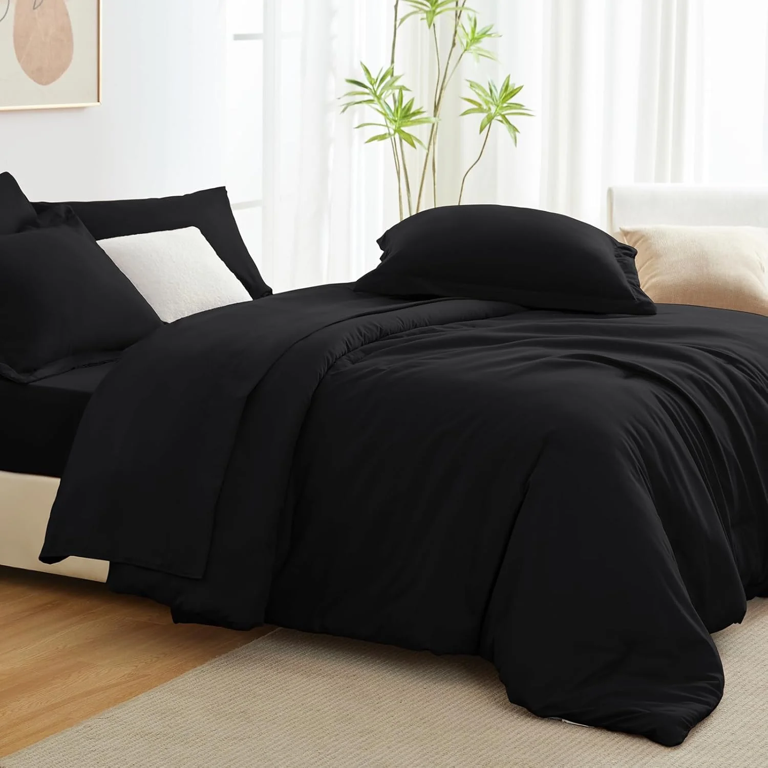 Solid Duvet Cover-Black - Image 2