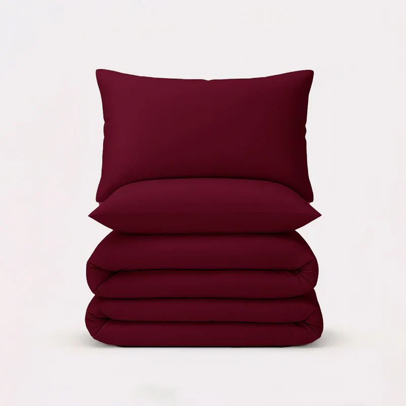 Solid Duvet Cover-Maroon