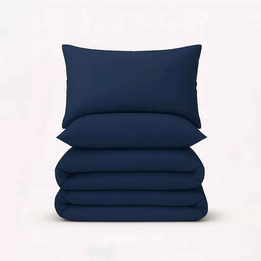 Solid Duvet Cover-Navy Blue