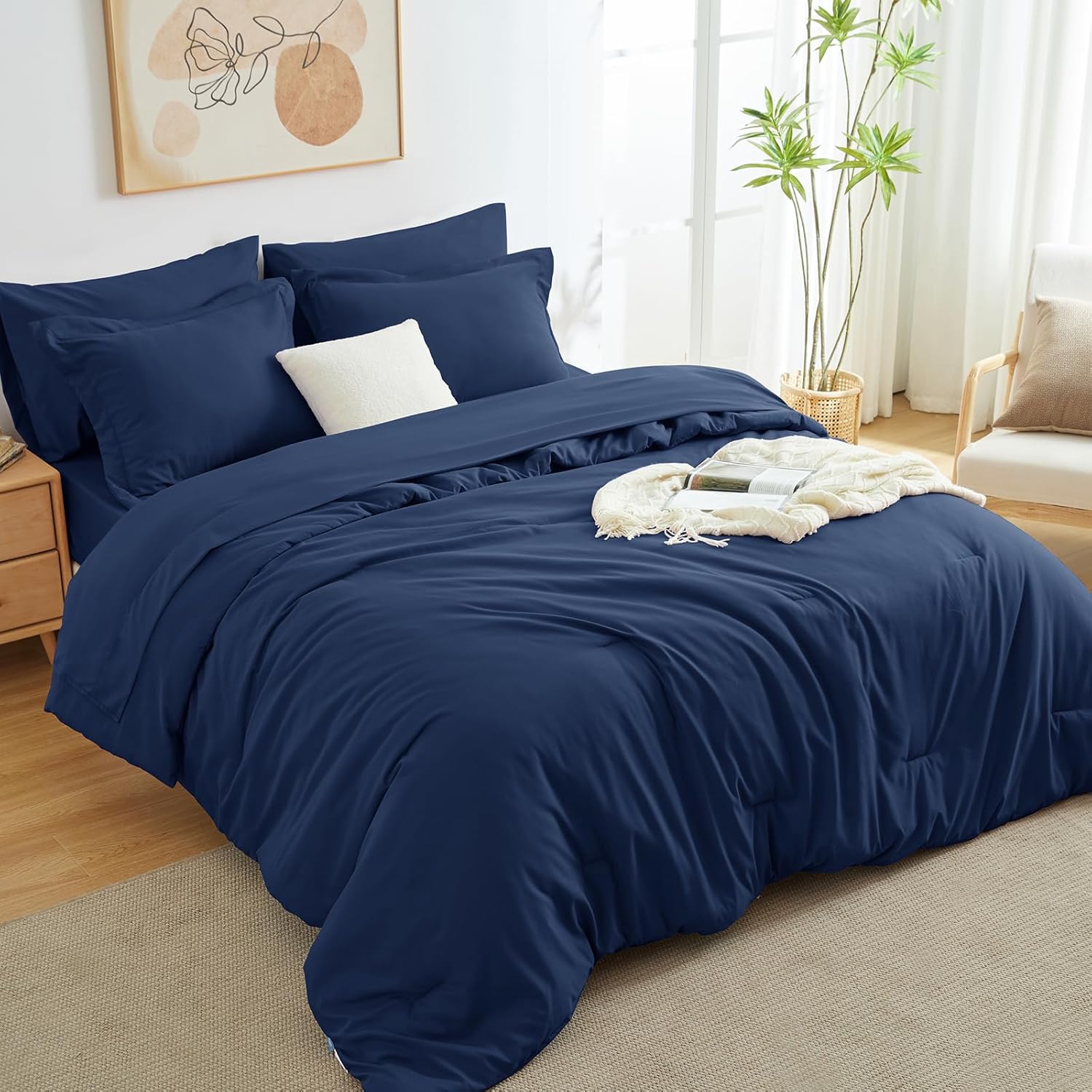 Solid Duvet Cover-Navy Blue - Image 5