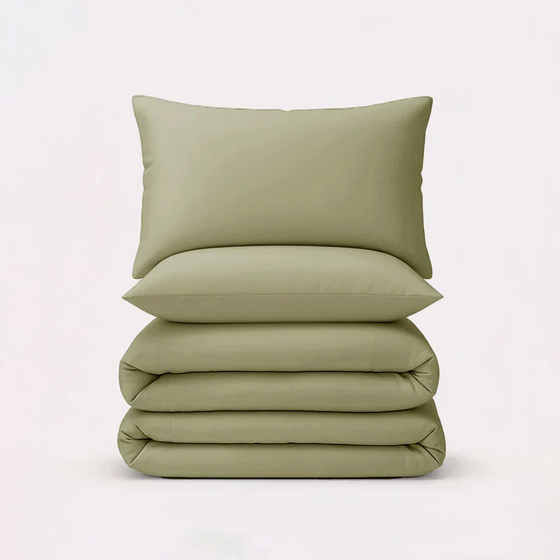 Solid Duvet Cover-Sage
