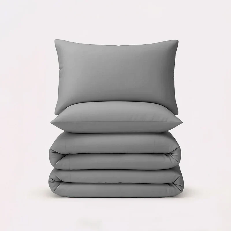Solid Duvet Cover-Sliver