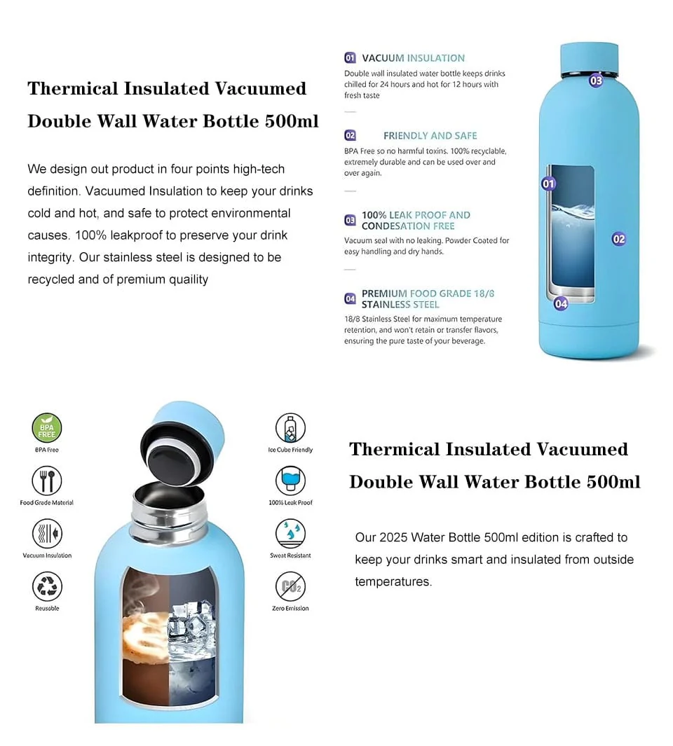 Stainless Steel Insulated Water Bottle(SA2408-224)-Maroon - Image 2