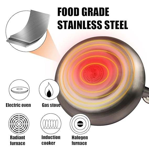 Stainless Steel One Touch Button Whistle Teapot with Anti Scalding Handle- Grey Texture - Image 4