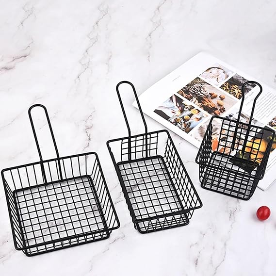 Stainless Steel Top Square Snack Basket-14521Black - Image 4