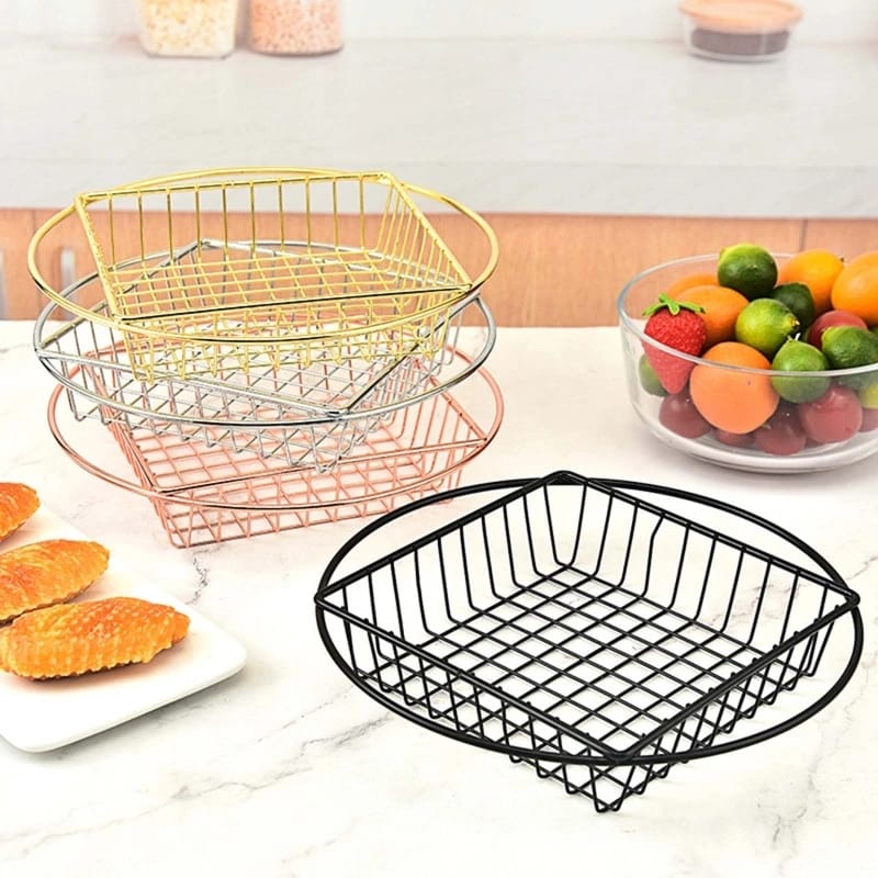 Stainless Steel Top Square Top Round Snack 5650Basket-Black - Image 5