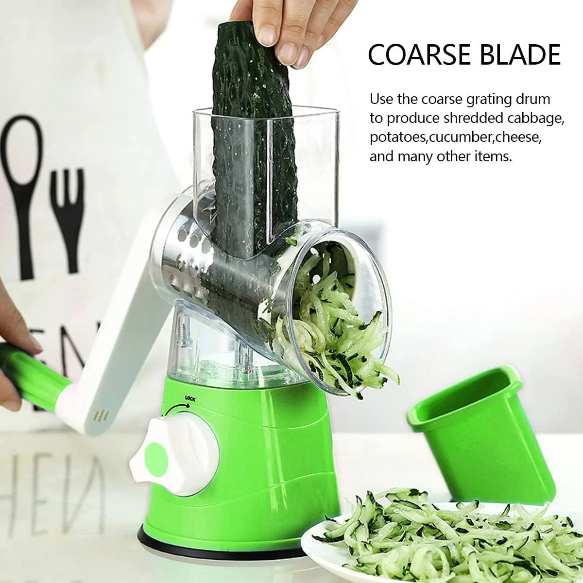 Vegetable Slicer with 3 Interchangeable Blades (SA2510-021)GREEN - Image 7