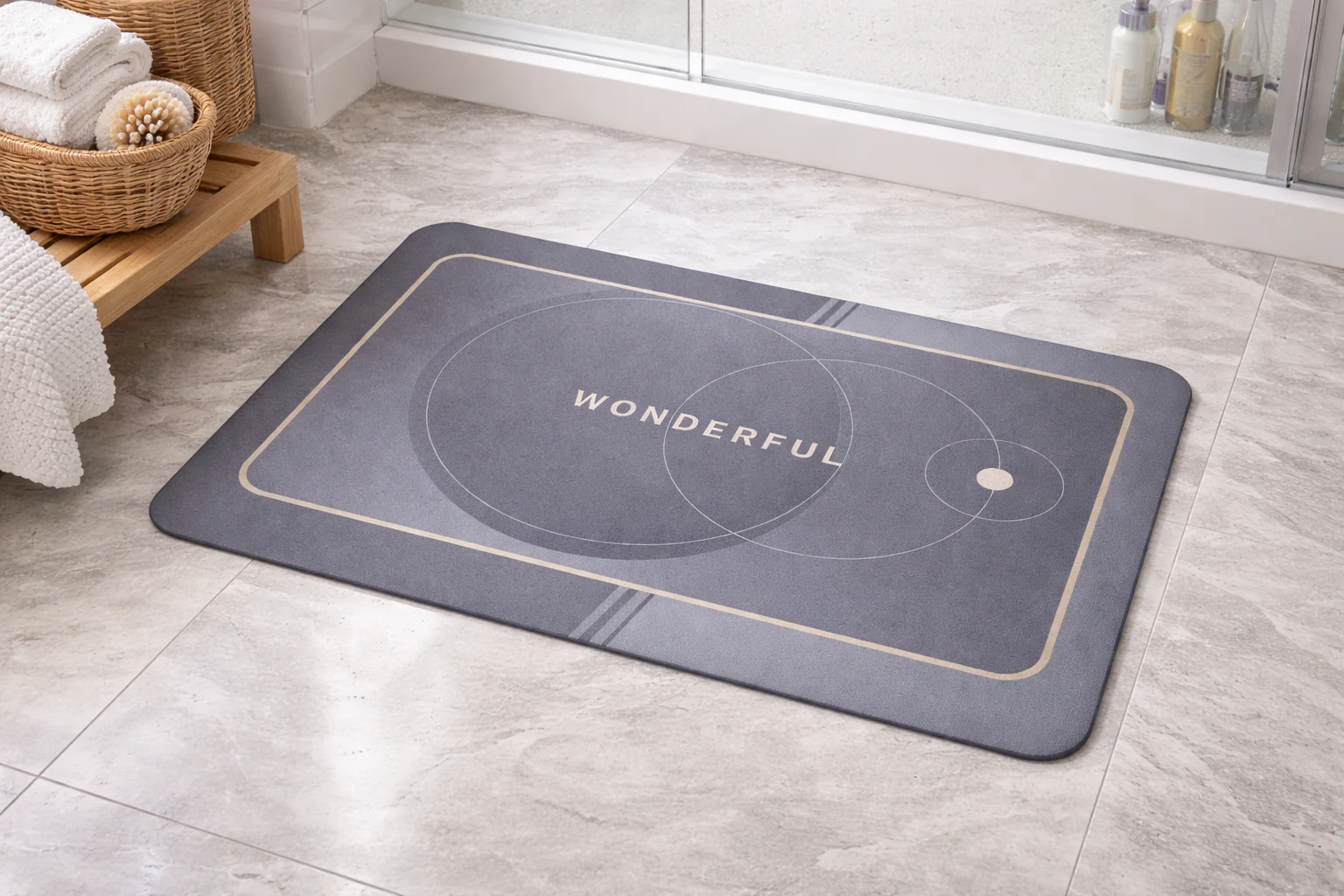 Water Absorbent Anti slip Bath mat(SA-2553-16)GREY - Image 2