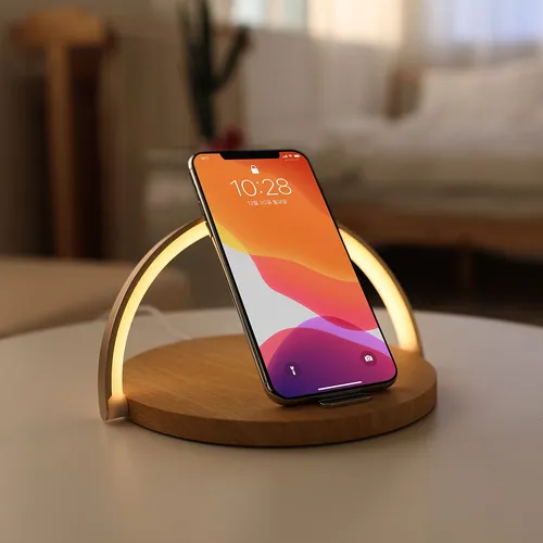 Wireless Charging Pad and LED Lamp-SA2405-185 Wooden Texture - Image 3