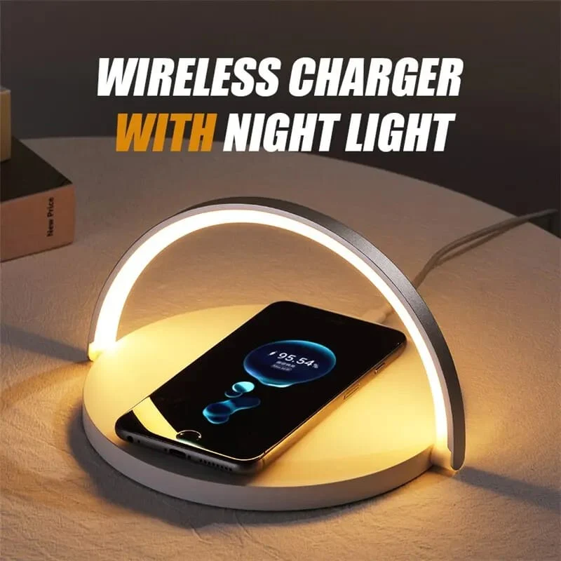 Wireless Charging Pad and LED Lamp-SA2405-185 Wooden Texture - Image 4