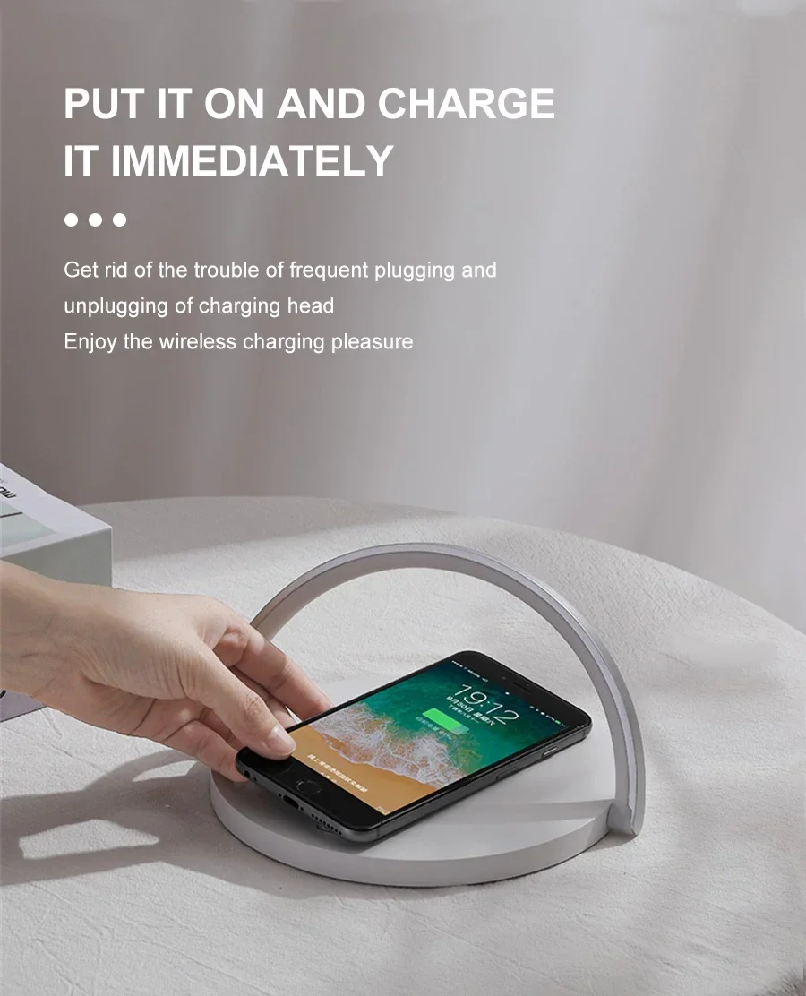Wireless Charging Pad and LED Lamp-SA2405-185 Wooden Texture - Image 6