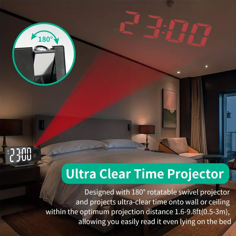Wooden Style Projection Digital Alarm Clock-SA2405-227 - Image 2