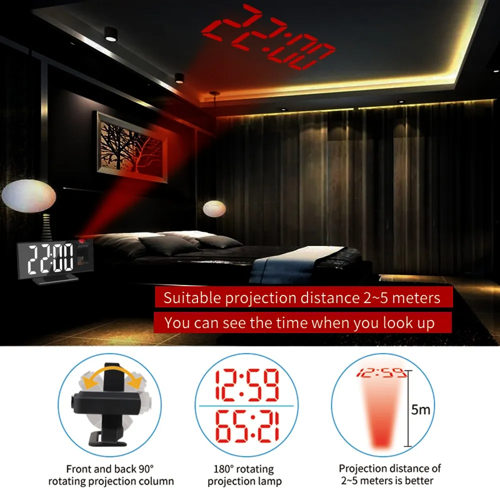 Wooden Style Projection Digital Alarm Clock-SA2405-227 - Image 6