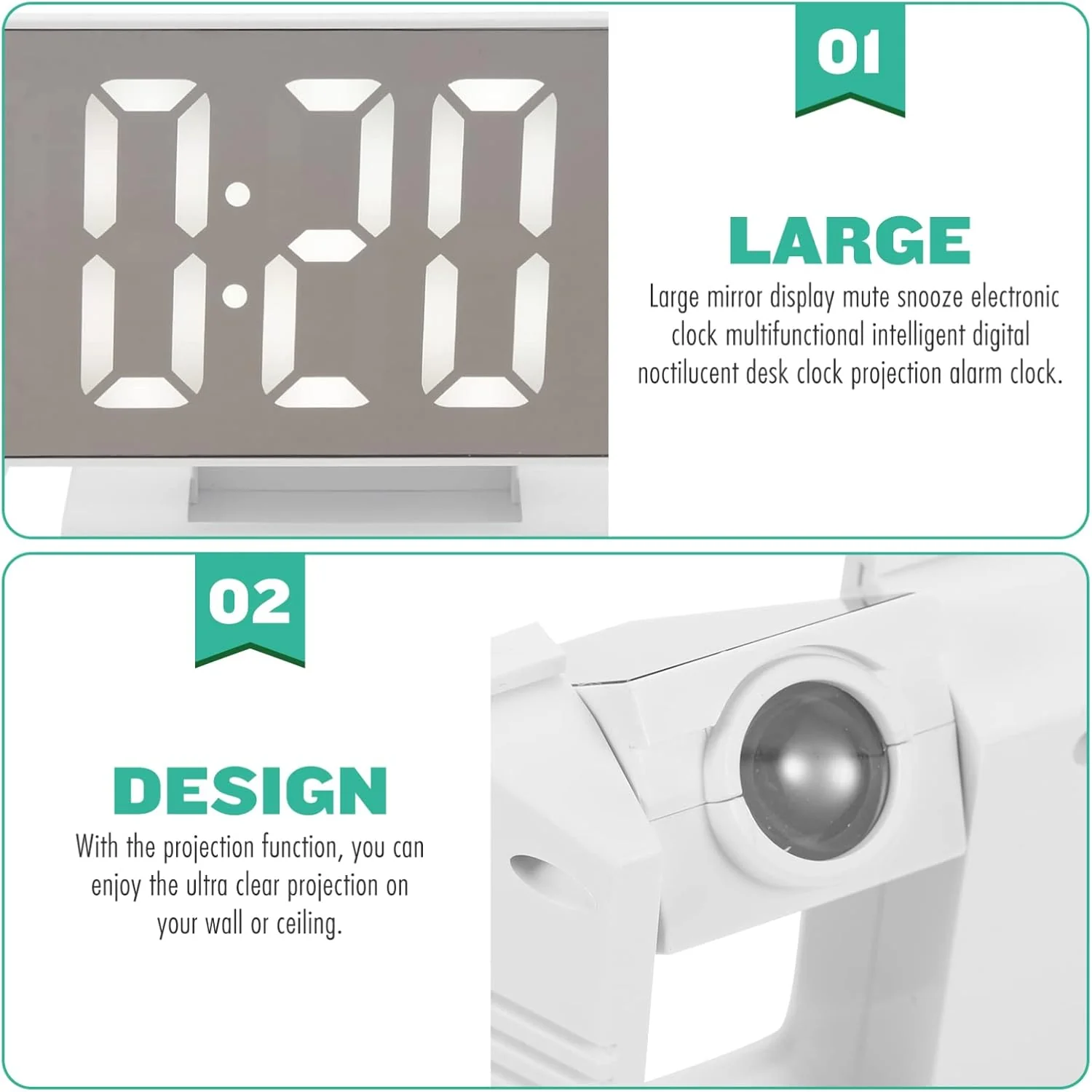 Wooden Style Projection Digital Alarm Clock-SA2405-227 - Image 7