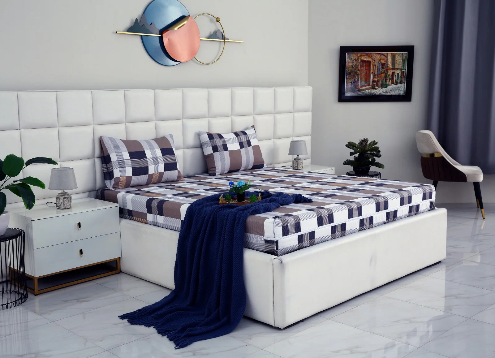 Zipper Mattress Cover Printed-Brown Check - Image 3