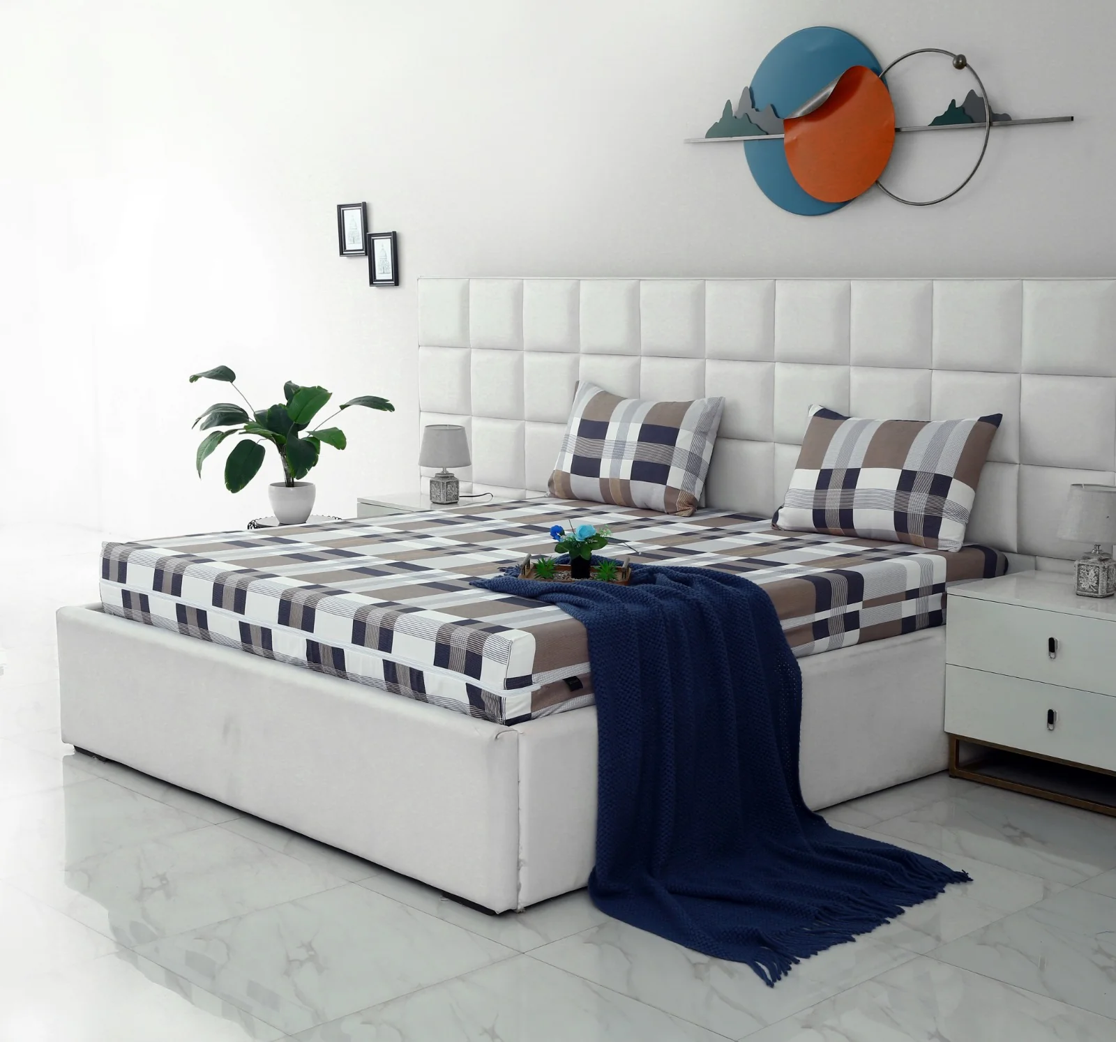 Zipper Mattress Cover Printed-Brown Check - Image 6