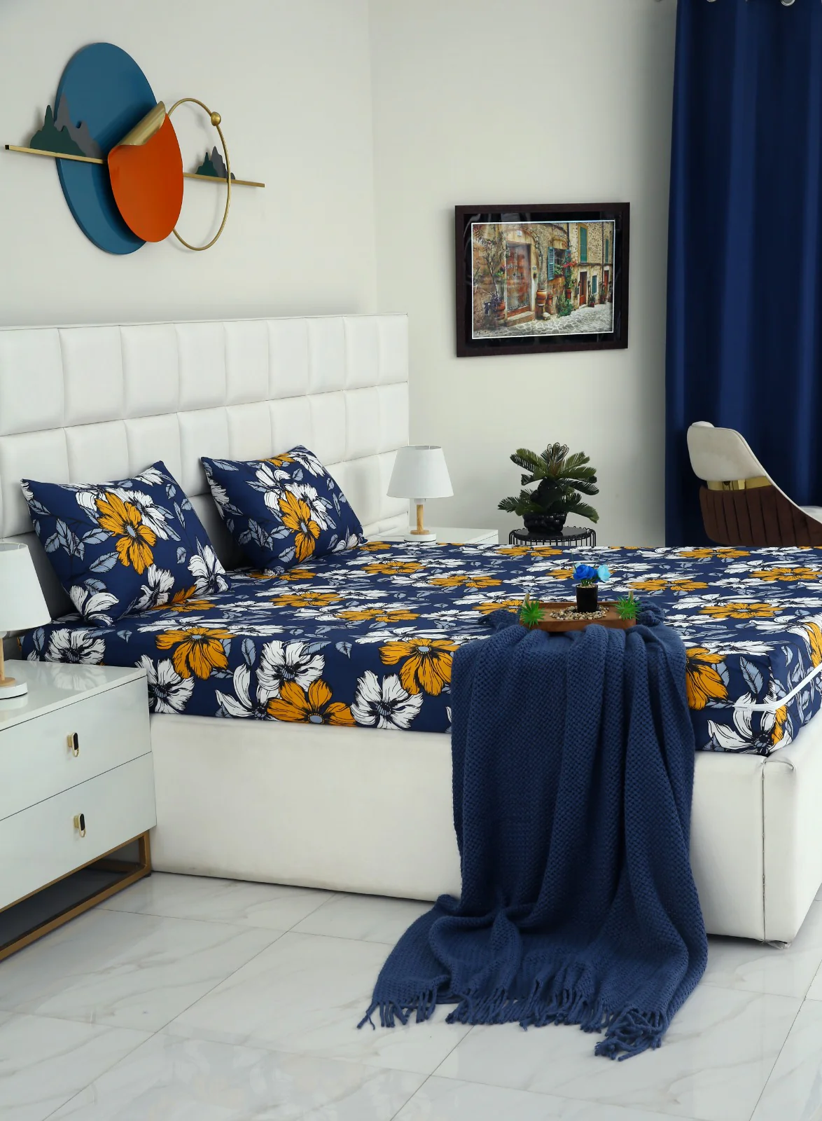 Zipper Mattress Cover Printed-White Flower - Image 5