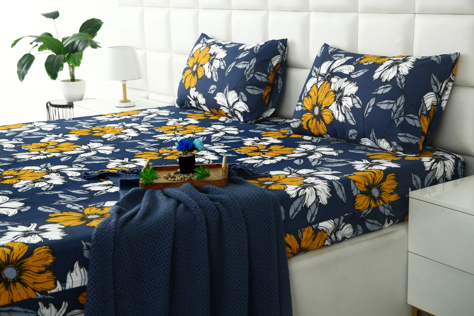 Zipper Mattress Cover Printed-White Flower - Image 7